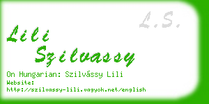 lili szilvassy business card